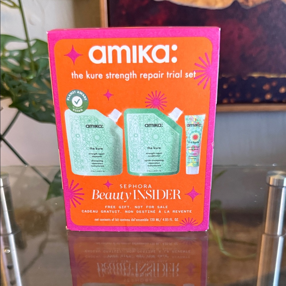 Amika The Kure Strength Repair Set with Pink and Green Packaging